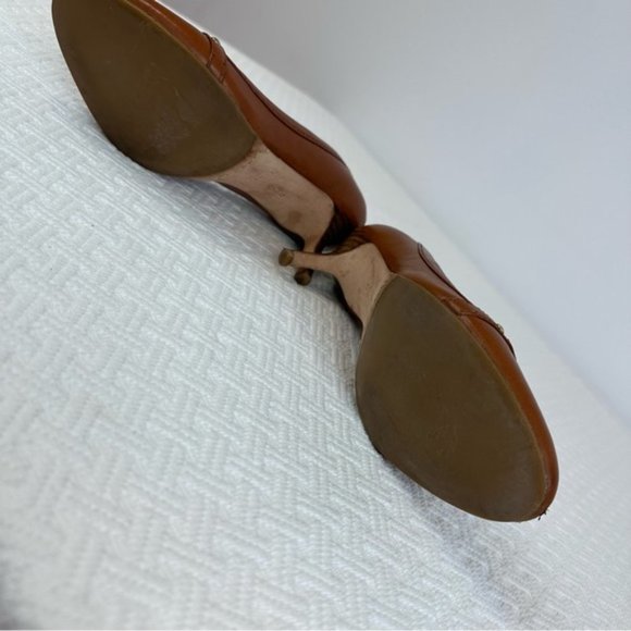 [SOLD] COACH Brown Leather Metallic Buckle Detail Preppy Heels / Pumps size 6.5 - Picture 7 of 13